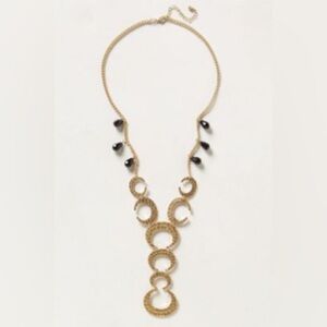 ANTHROPOLOGIE Gold Hammered Crescents Statement Necklace